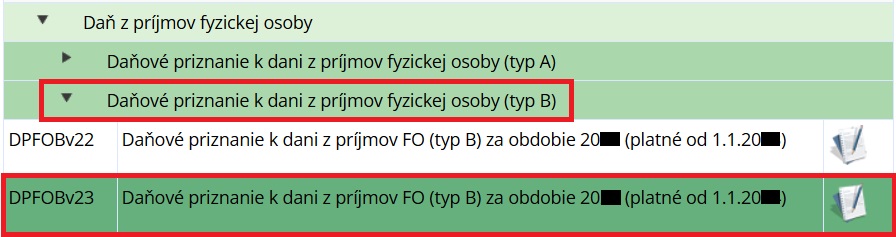 Obrázok má navigovať používateľa na stránke finančnej správy v časti Formuláre - výber formulára podania daňového priznania za minulý kalendárny rok I ako vyplniť a podať daňové priznanie