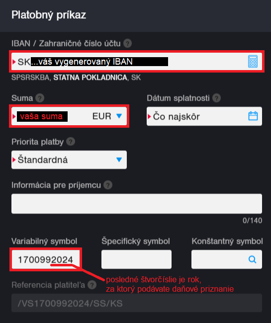 Ako vyplniť platobný príkaz na úhradu dane z daňového priznania cez Internet banking I ako vyplniť a podať daňové priznanie