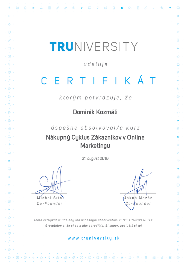 Nákupný cyklus zákazníkov v online marketingu certifikát skillmea Dominik Kozmáli referencie ocenenia a certifikáty kozmail.sk.png